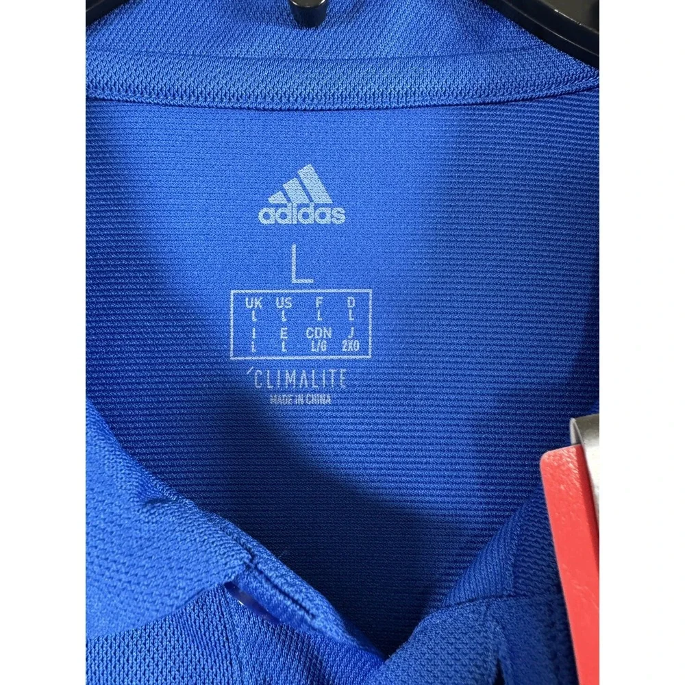 NEW ADIDAS MLS San Jose Quakes Coaches Polo Shirt Mens Large Climalite Blue